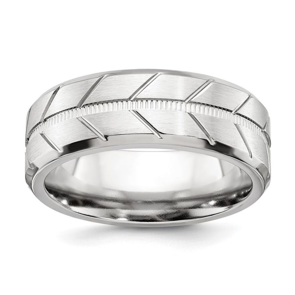 Chisel Cobalt Brushed & Polished Beveled 8mm Band - image 1